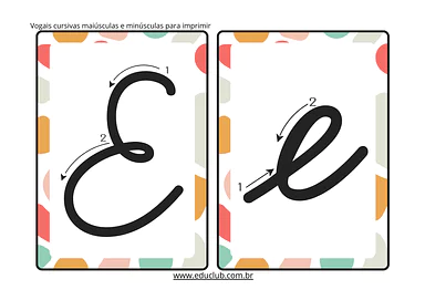 Vogais cursivas maiúsculas e minúsculas para imprimir | Educlub